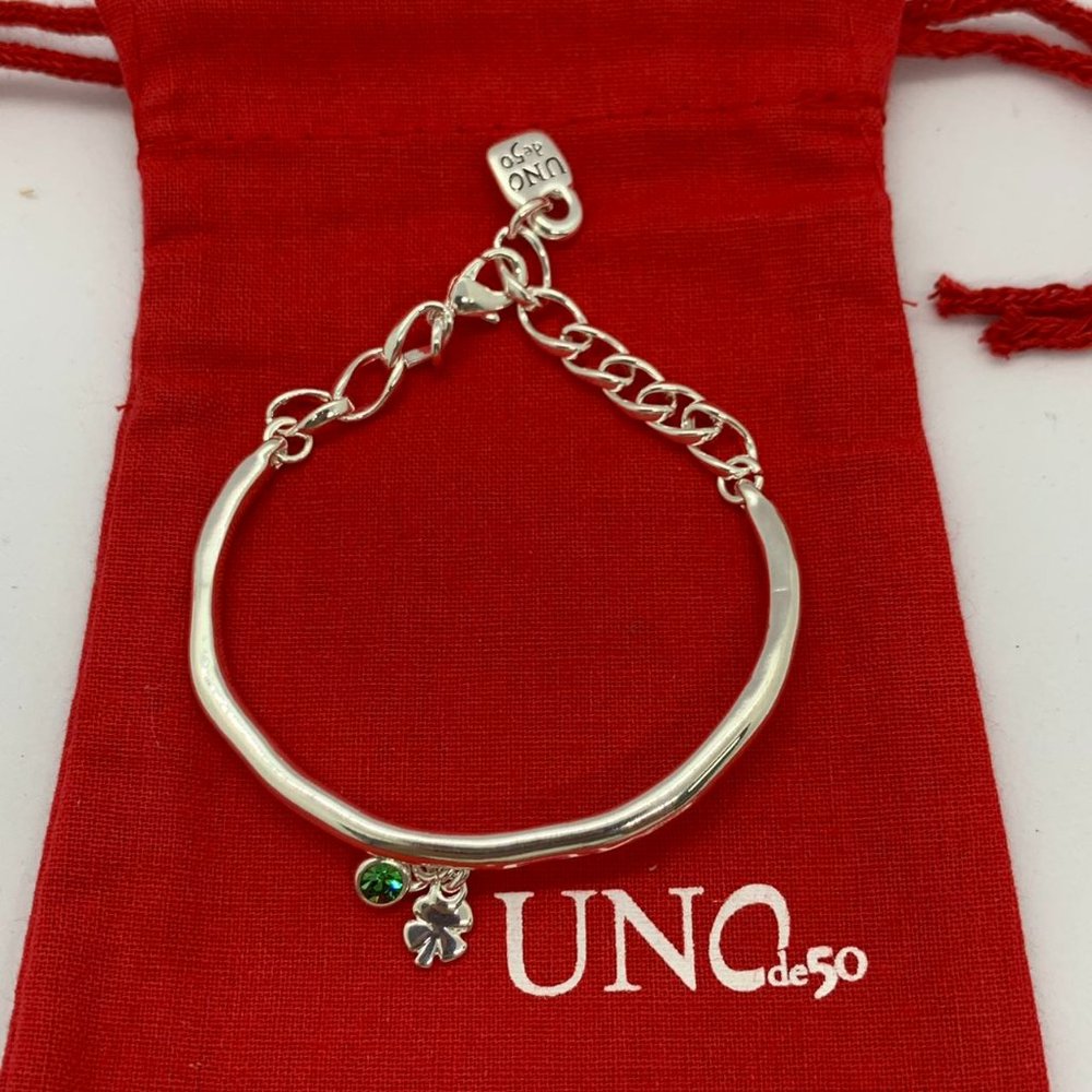 Uno de 50 Lucky Clover Bracelet four-leaf clover charm adjust
